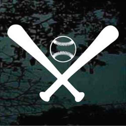 Solid Baseball Bats Crossed With Baseball car window decals stickers