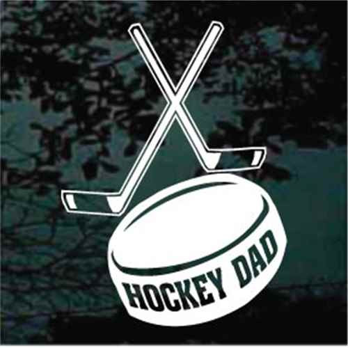 Hockey Dad Hockey Puck & Crossed Hockey Sticks Decals