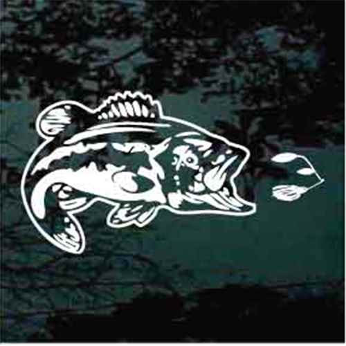 Realistic Bass Fish Biting Lure car window decals stickers