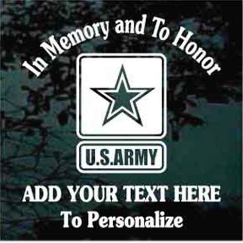 Army Veteran Memorial car window decals stickers