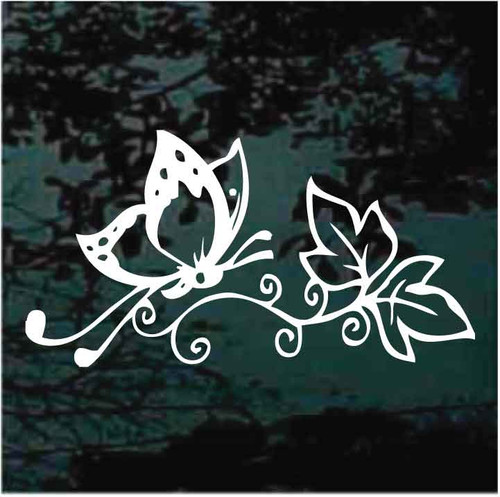 Butterfly With Leaves decals stickers