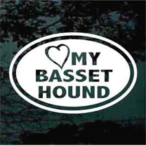 Love My Basset Hound Oval car window decals stickers