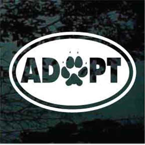 Adopt Oval With Paw Print car window decals stickers