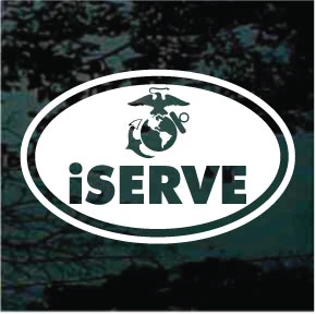 Marines Oval iServe car window decals stickers