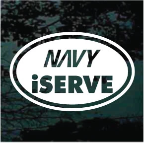 Navy Oval iServe car window decals stickers