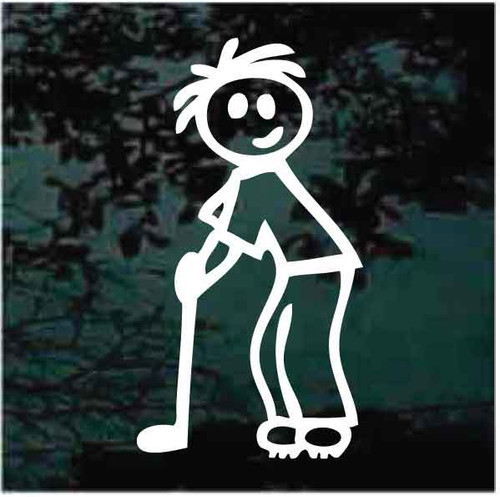 Stick Family Boy Golfer Car Decals & Window Stickers