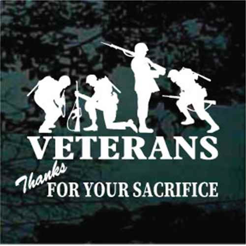 Veterans Thanks For Your Sacrifice car window decals stickers