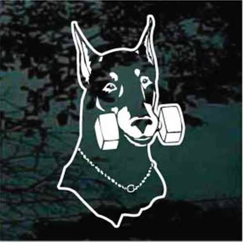 Doberman Dumbbell Agility car window decals stickers Doberman Dumbbell Agility car window decals stickers