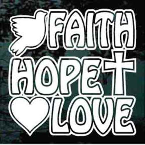 Faith Hope Love With Cross & Dove Christian Decals