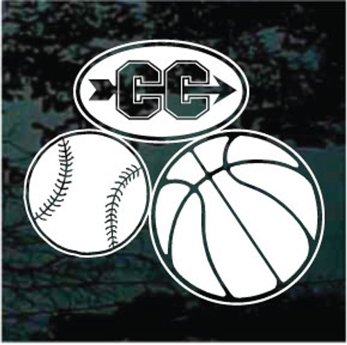 Cross Country Baseball Basketball car window decals stickers