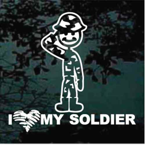 I Love My Soldier Cartoon car window decals stickers