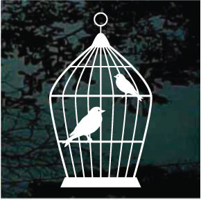 Songbirds In Birdcage Decals Stickers