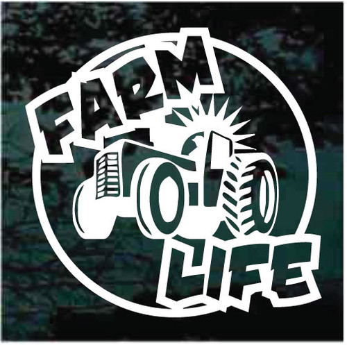 Round Farm Life With Tractor car window decals stickers