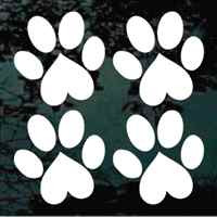 Set Of Four Heart Paw Prints car window decals stickers