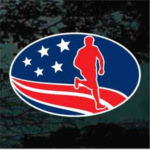 Oval American Runner Red White & Blue Decals