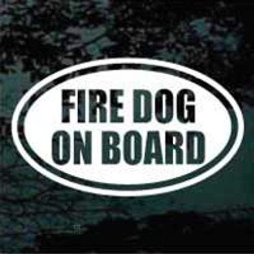 Dalmatian Fire Dog On Board Text Oval Window Decals