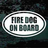 Dalmatian Fire Dog On Board Text Oval car window decals stickers