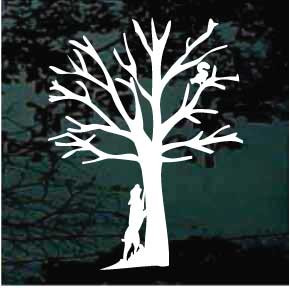 Mountain Cur With Tree'd Squirrel car window decals stickers