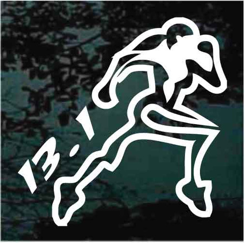 Girl Running 13.1 Half Marathon car window decals stickers