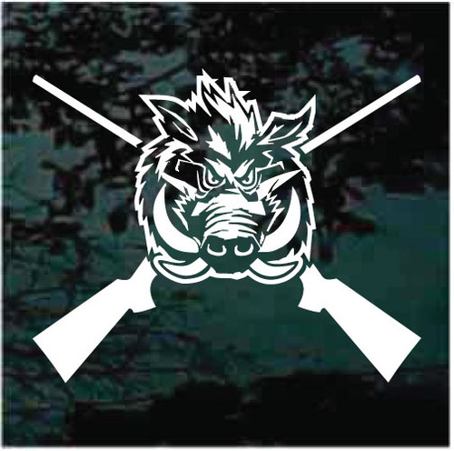 Wild Boar With Rifles Hog Hunting car window decals stickers