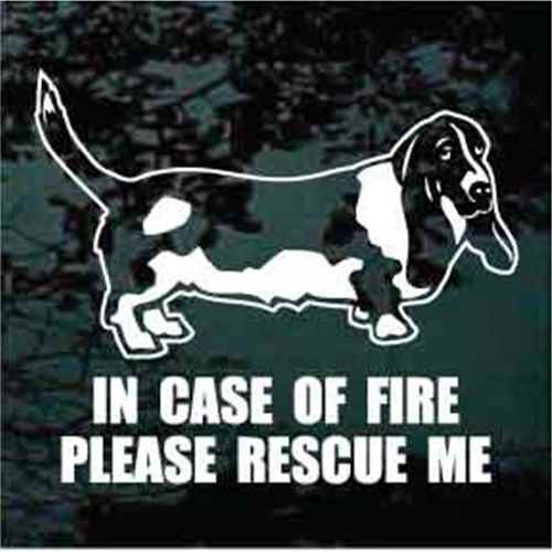 Basset Hound Standing Fire Rescue car window decals stickers