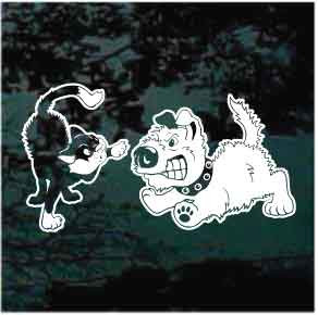 Cat & Dog Fight car window decals stickers