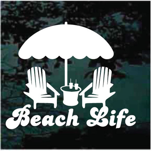 Beach Life With Beach Umbrella & Chairs Car Decals