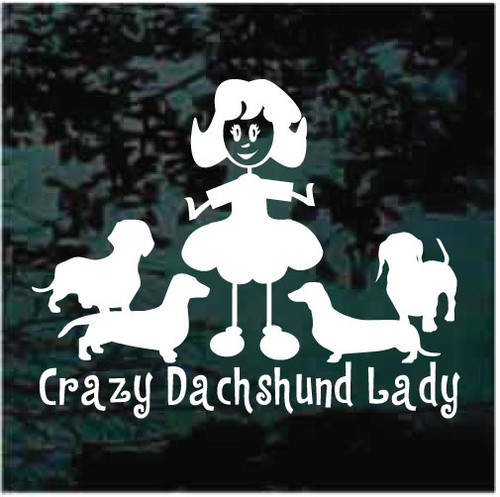 Crazy Dachshund Lady car window decals stickers