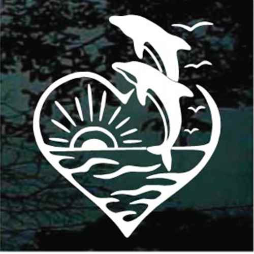 Dolphin Heart Scene Window Decals