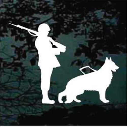 Soldier German Shepherd Service Dog car window decals stickers
