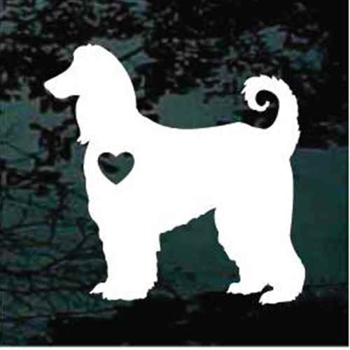Afghan Hound Dog Heart car window decals stickers