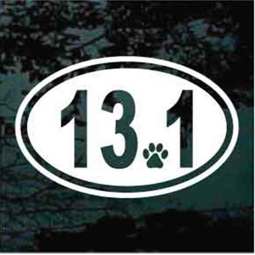 13.1 Half Marathon With Paw Print car window decals stickers
