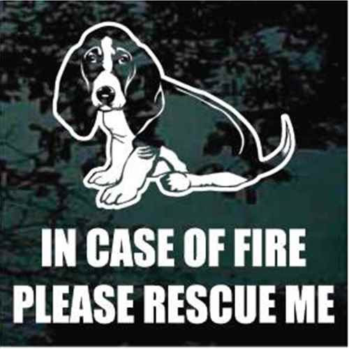 Fire Rescue Basset Hound Sitting Decals
