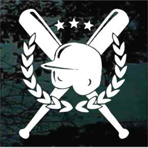 Baseball Helmet & Bats Wreath car window decals stickers