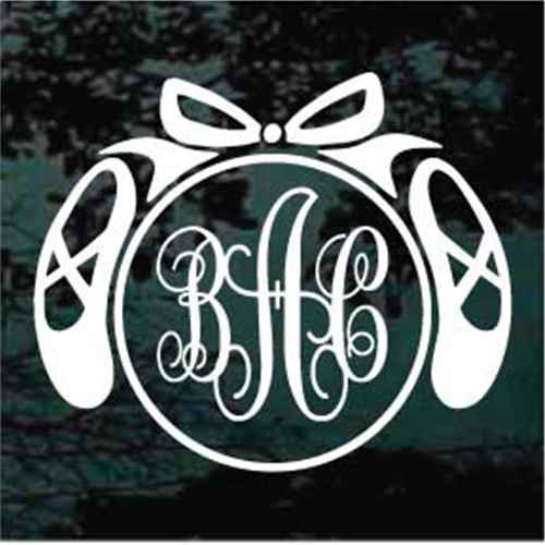Ballet Slippers Script Monogram car window decals stickers