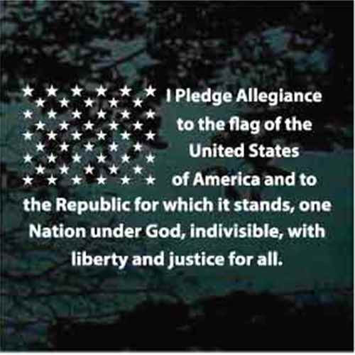 Pledge Of Allegiance Flag With Block Letters decals stickers
