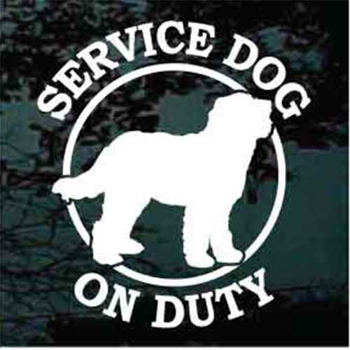 Goldendoodle Service Dog On Duty car window decals stickers