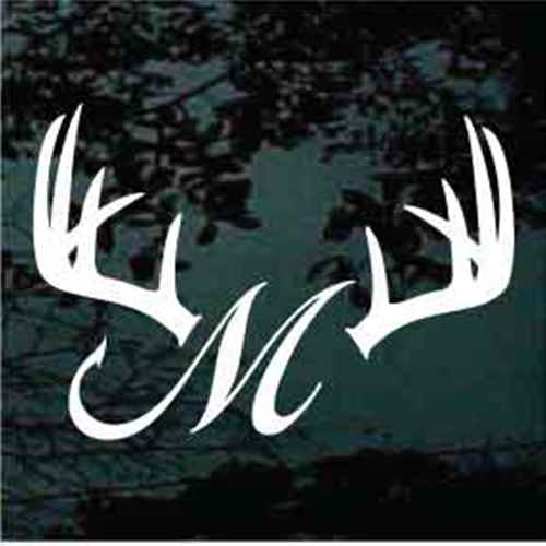 Deer Antlers Fish Hook Monogram car window decals stickers