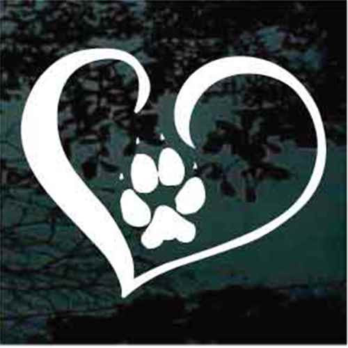 Open Heart Dog Paw Print Window Decal