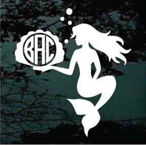 Mermaid Circle Monogram car window decals stickers