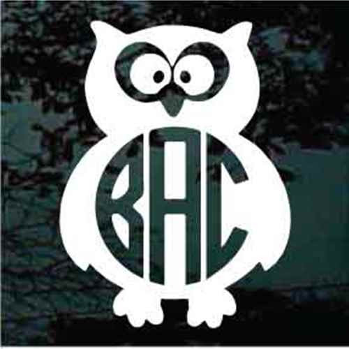 Owl Circle Monogram Window Decals