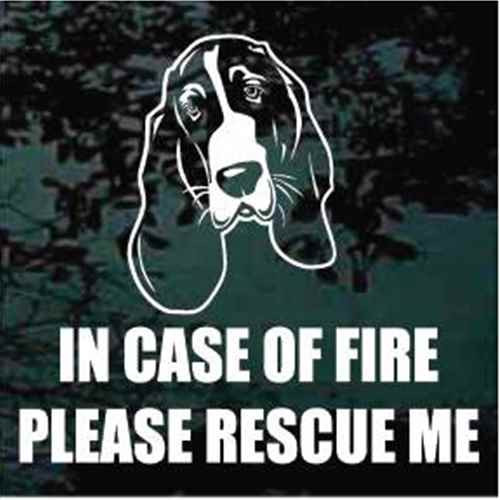 Fire Rescue Basset Hound Window Decals