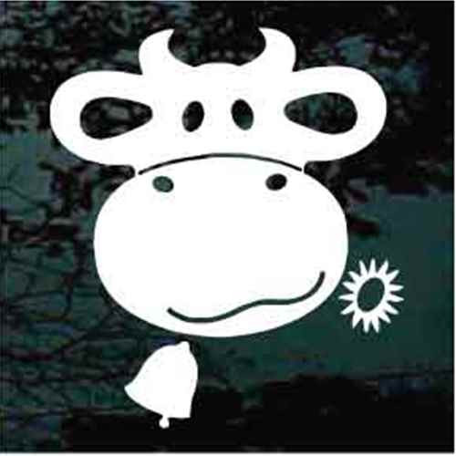 Solid Cow Face With Bell Window Decals