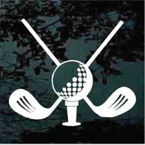 Golf Ball With Crossed Clubs Decals