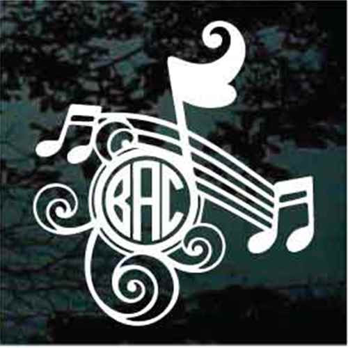 Music Notes Monogram car window decals stickers