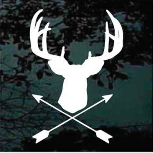 Buck Deer Head Crossed Arrows Window Decals