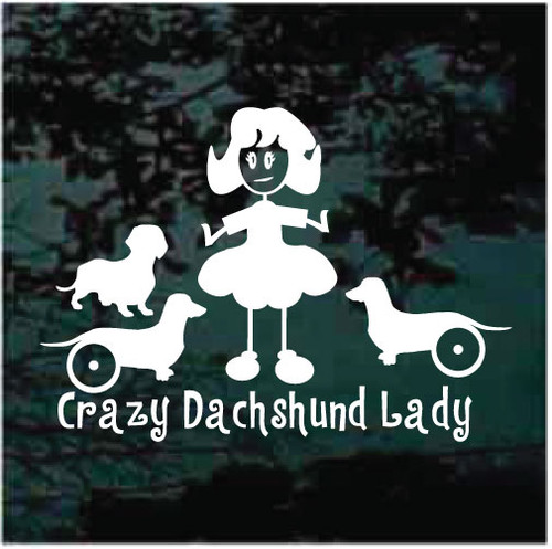 Crazy Dachshund Rescue Lady car window decals stickers