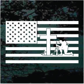 Soldier Praying American Flag car window decals stickers