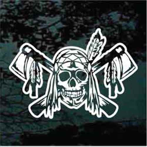 Indian Skull With Crossed Tomahawks Decal