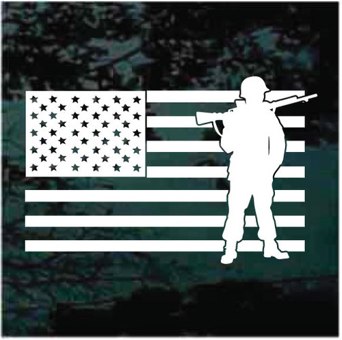 American Flag With Soldier car window decals stickers